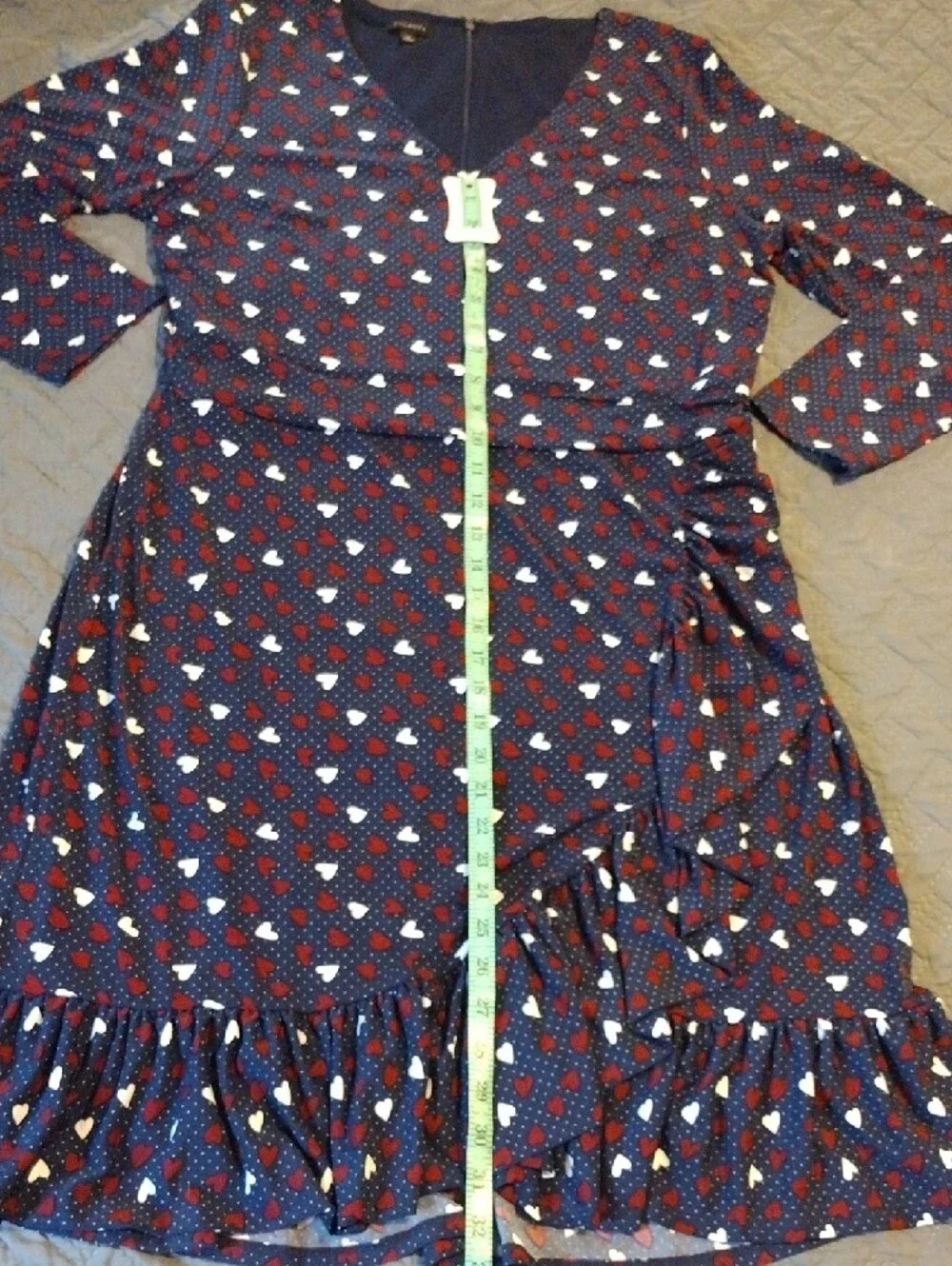Talbots Navy Dress with Red and White Heart Print